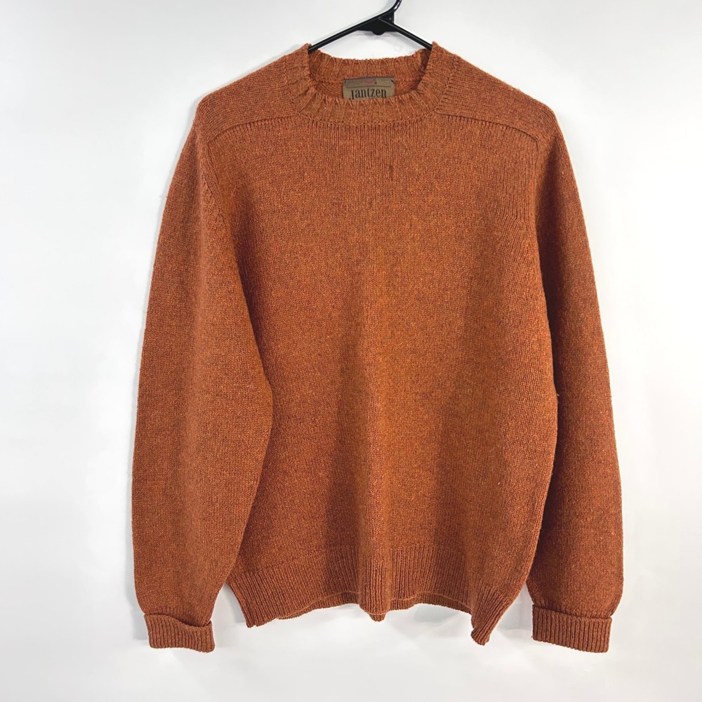 VTG Jantzen Shetland Wool Mohair Sweater XL Rust Orange Dark Academia Heritage